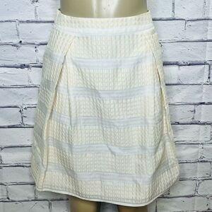 Reiss Women's Cream Pleated A-Line High Rise Midi Skirt Size 2